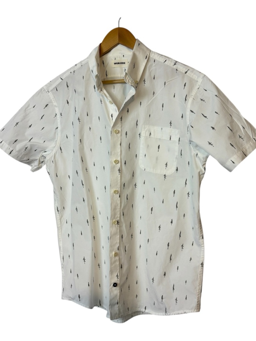 Taylor Stitch Short Sleeve Jack Tree Top Poplin Button Down Shirt Sz US L EU 42 - Picture 1 of 7